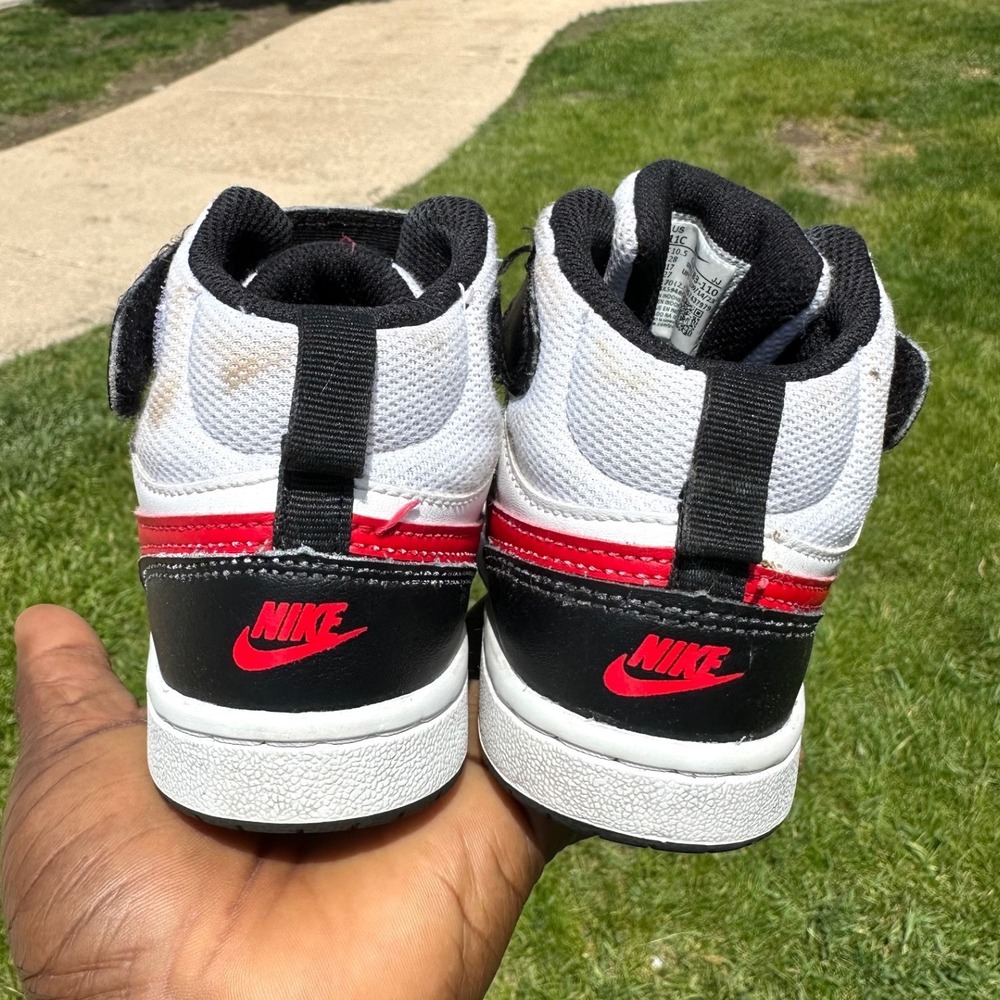 Nike Court Borough Mid 2 High Top Athletic Shoes Toddler Size 11 White Red Black - Picture 8 of 14
